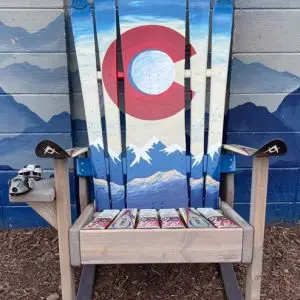 Grey Base Blue Mountain Mural Ski and. Snowboard Rocking Chair