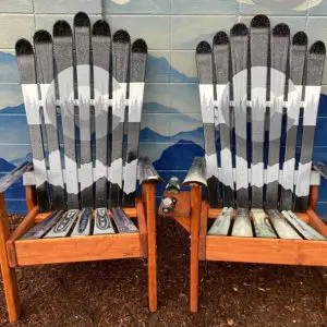 Monochromatic Mountain Mural Ski Chairs - Set of 2