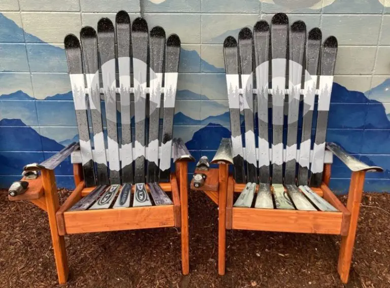 Monochromatic Mountain Mural Ski Chairs – Set of 2