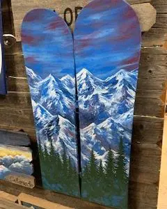 Large Snowboard Mountain Mural Wall Art - 36"