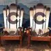 Brown bear and Bigfoot Adirondack hybrid ski/snowboard chairs