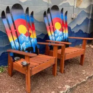 Bear sunset silhouette Adirondack hybrid ski/snowboard chairs