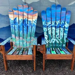 Montana Wilderness Sunset Ski Chairs - Set of 2