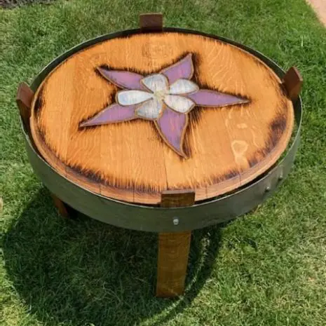Columbine wine barrel side table