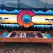 Colorado retro mural snowboard bench