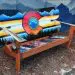 Colorado retro mural snowboard bench