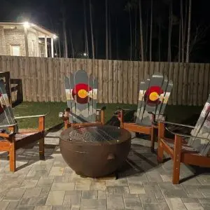 Grey Forest Stripe Mountain Mural Ski Chairs - Set of 4