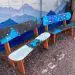 Blue Snowboard Bench's