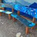 Blue Snowboard Bench's