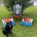 Sugar Skull Ski Chair and Colorado Sun Cornhole Boards