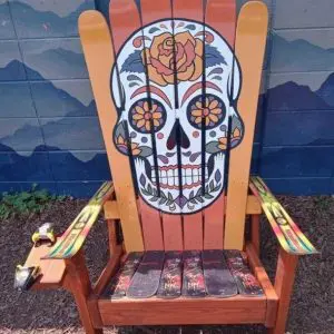 Vivid Orange sugar skull ski chair