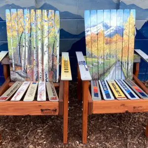 Aspen & Mountain Mural Alpine Ski Chairs - Set of 2