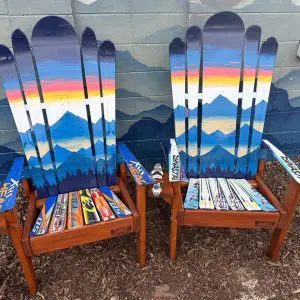 Evening Sunset Mystic Mountains Adirondack Ski & Snowboard Chairs - Set of 2