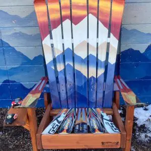 Burnt Orange Sunset Mystic Mountains Mural Adirondack Ski Chair