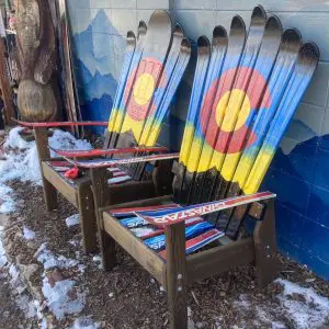 Twilight Sunset Northern Lights Mountain Mural Adirondack Ski Chair - Set of 2