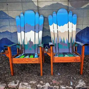 Set of 2 - Earth Tones Bigfoot | Sasquatch Adirondack Ski & Snowboard Chairs
