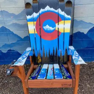Retro Colorado Sunset Mountain Mural Adirondack Ski & Snowboard Chair