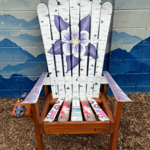 Columbine Flower on Aspen Bark Adirondack Ski Chair