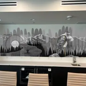 Customizable Mountain Mural - Office Wall Art - 96"