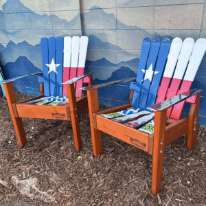 Set of 2 - Texas Flag Alpine Ski Chairs