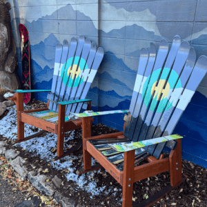 Green & Grey Colorado Forest Ski Chairs - Set of 2