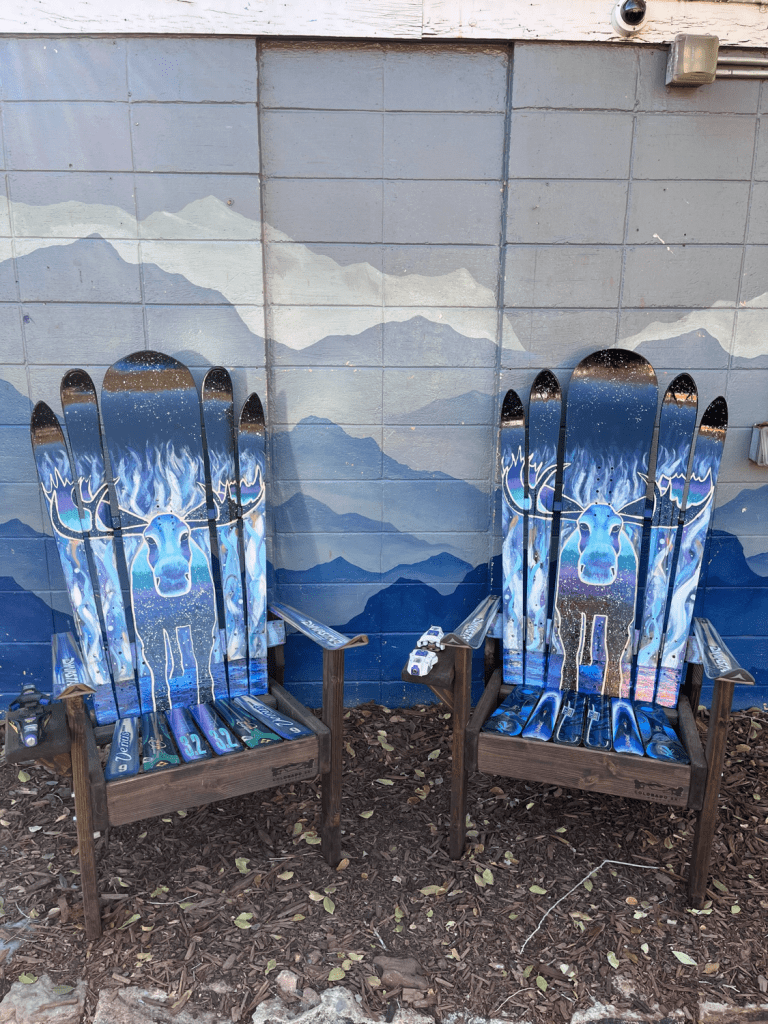 Set of 2- Mystic Moose Mural Ski Chairs