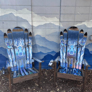 Set of 2- Mystic Moose Mural Ski Chairs