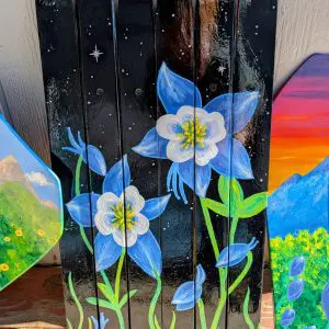 Columbine + Night Sky Hand Painted Ski Wall Art