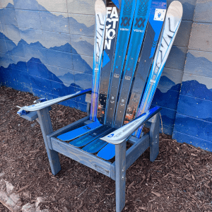 Blue/Grey Stained Ski Chairs - (You pick the ski colors)