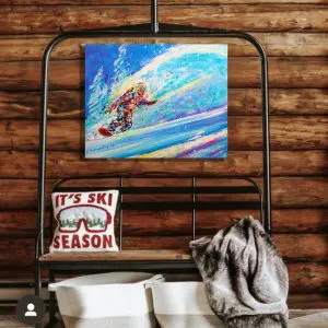 Mountain House Combo - "3-person Chairlift + 21"x26" Snowboarder wall print"