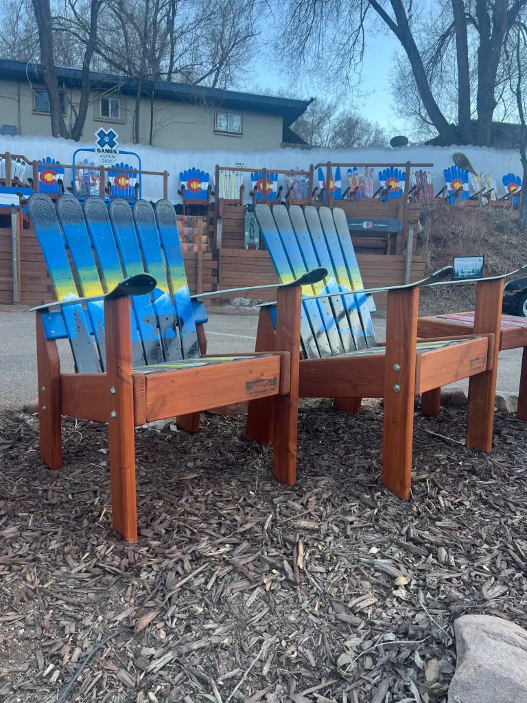 Set of 2- Northern Lights Moose & Bear Ski Chairs