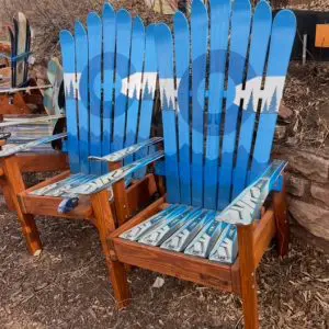 Set of 2 - Blue CO w/Mountain Ski Chairs