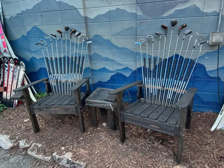 Set of 2 – Dark Walnut Golf Club Chairs with Putting Green Cupholder