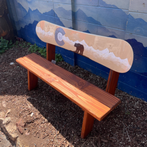 Colorado Bear Mural Snowboard Bench