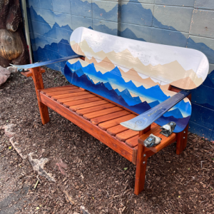 Mystic Mountain Mural Snowboard Bench