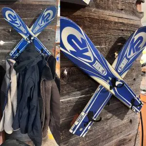 Crossed Skis - 17" Wall Mounted Ski Coat Hook (Made to Order)