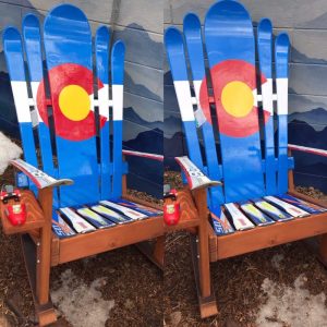 Set of 2 - Hybrid Ski & Snowboard Colorado Flag Adirondack Rocking Chairs
