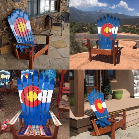 Set of 4 Colorado Flag Adirondack Ski Chairs