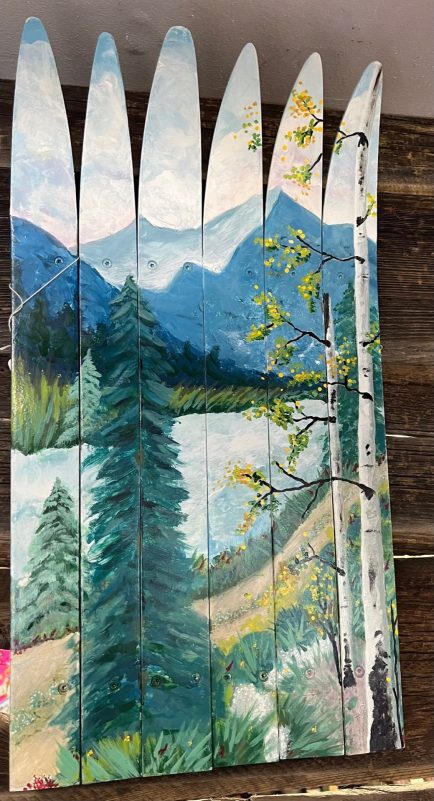 Aspen Mountain Ski Mural Wall Art - hand painted on original downhill