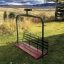 Outdoor metal ski lift hanging bench