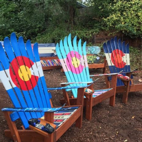 Set of 3 - Colorful Colorado Flag Adirondack Ski Chairs