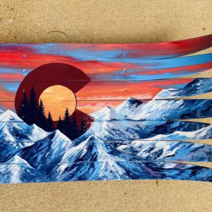 Hand Painted Marble Colorado Mountain Mural Wall Art