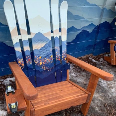 Mountain Mural Blue hybrid Adirondack Ski/Snowboard Chair