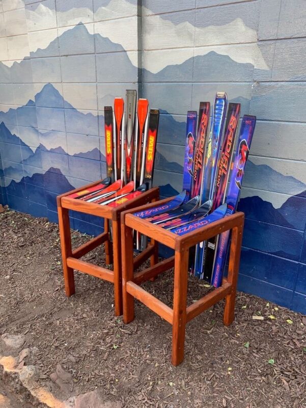 “Sentimental” Ski Bar Stools (Set of 2) made from YOUR old skis!!