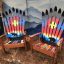Rocky Mountain Sunset Moose Adirondack Ski Chair Set