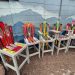 Set of Adirondack ski bar stools