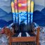 Wolf sunset silhouette Adirondack hybrid ski/snowboard chairs