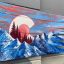 Red/blue Colorado mountains ski wall art