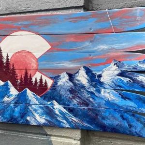 IRed/blue Colorado mountains ski wall art