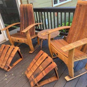 Rustic repurposed wine barrel furniture set